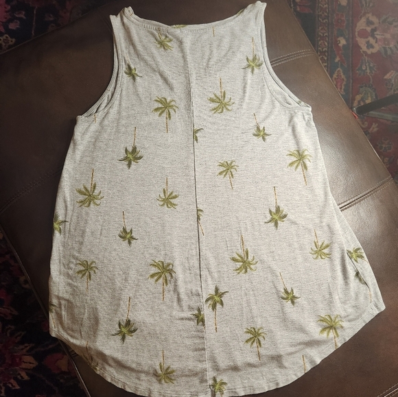 Old Navy Luxe Tank Top Women's Small Palm Tree Pattern Heather Gray - Picture 7 of 7